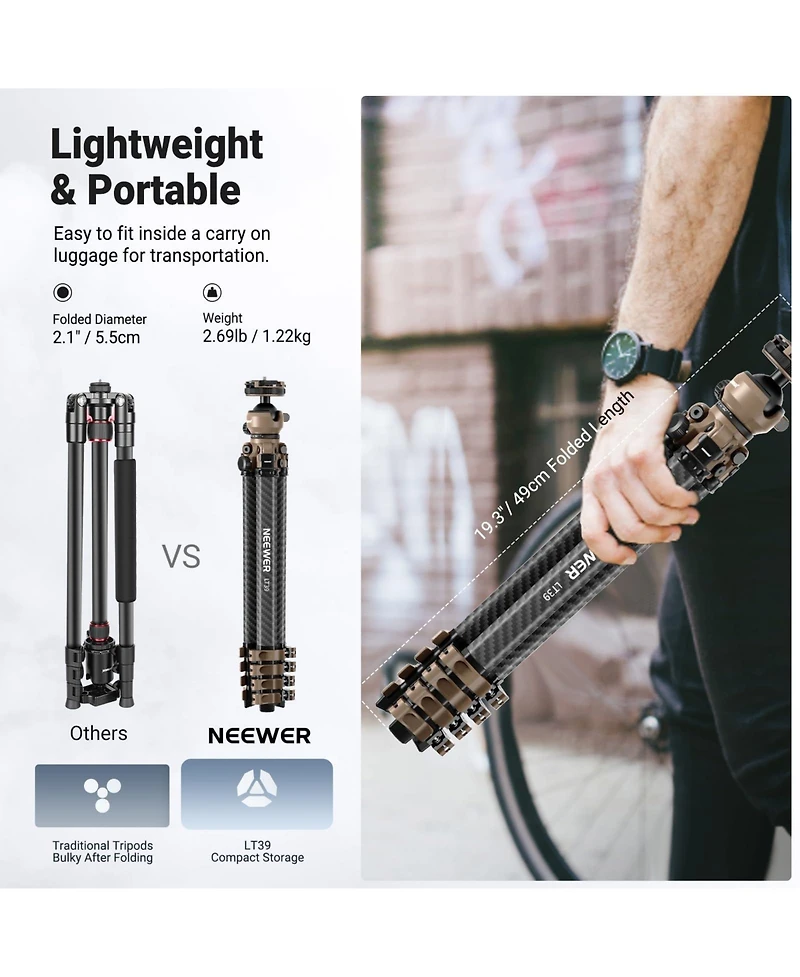 Neewer LT39 Camera Tripod with 22 lb for select iPhone models