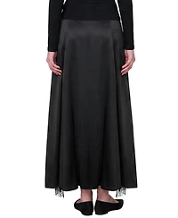 Pcfg Women's The Party Edit Slit Lace Panel Satin Maxi Skirt