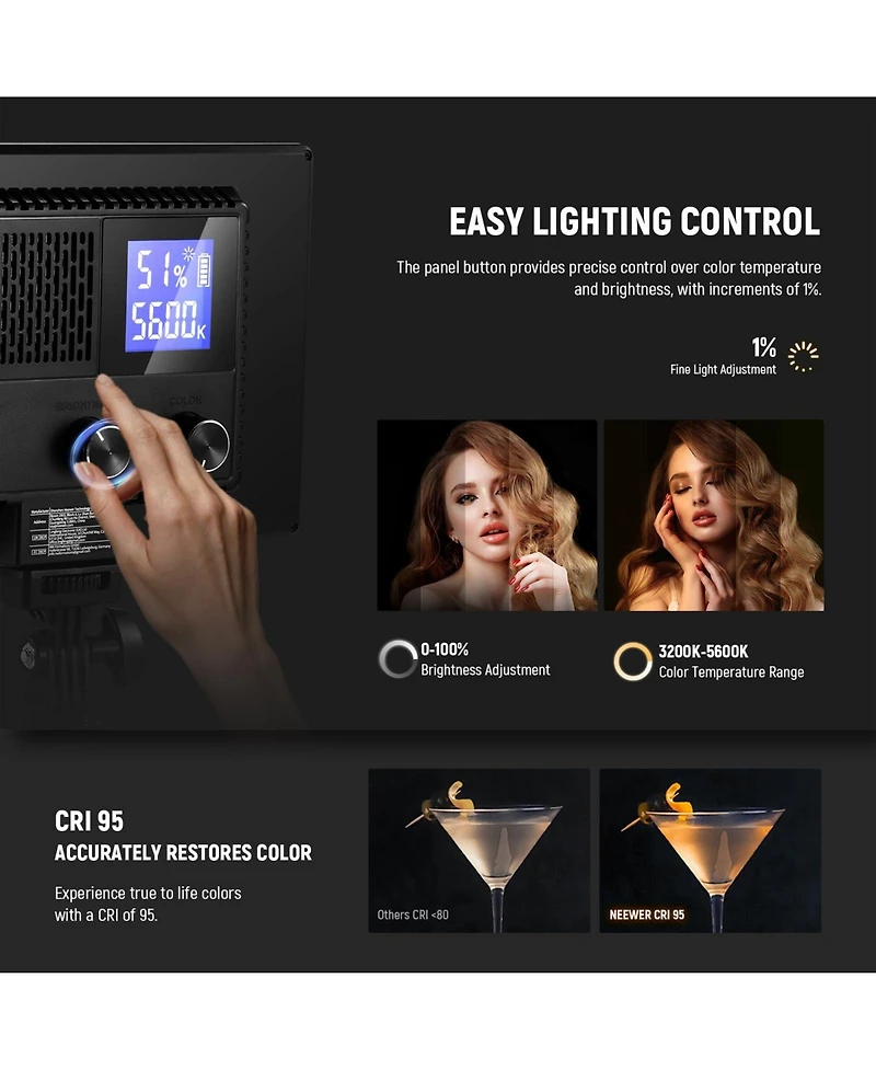 Neewer Nl-116AI Led Video Light with 4000mAh, 600Lux, 3200K5600K