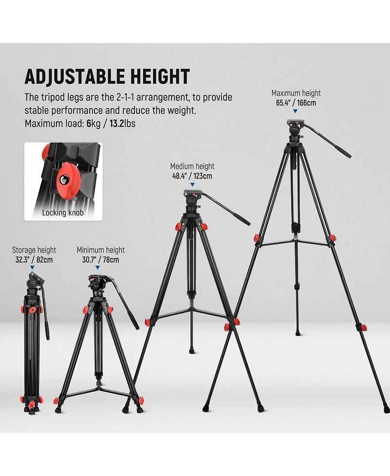 Neewer TP73 Camera Tripod with 13.2 lb for Dji Gimbals Manfrotto Qr Plates