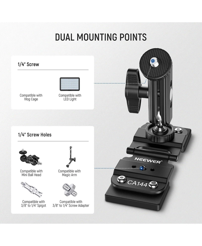 Neewer CA144 Camera Mounting Accessory for select GoPro, Dji and Insta360 action cameras