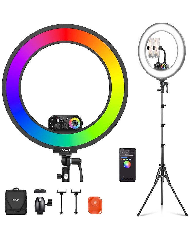 Neewer RL45C Ring Light with 45W, 3100lux, 2500K-10000K for select iPhone models