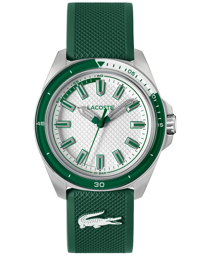 Lacoste Men's Quartz Capbreton Green Silicone Strap Watch 43mm