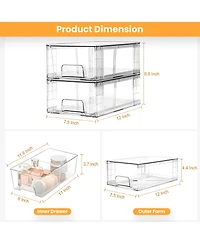 Xdovet Stackable Plastic Organizers with Handles Movable Dividers