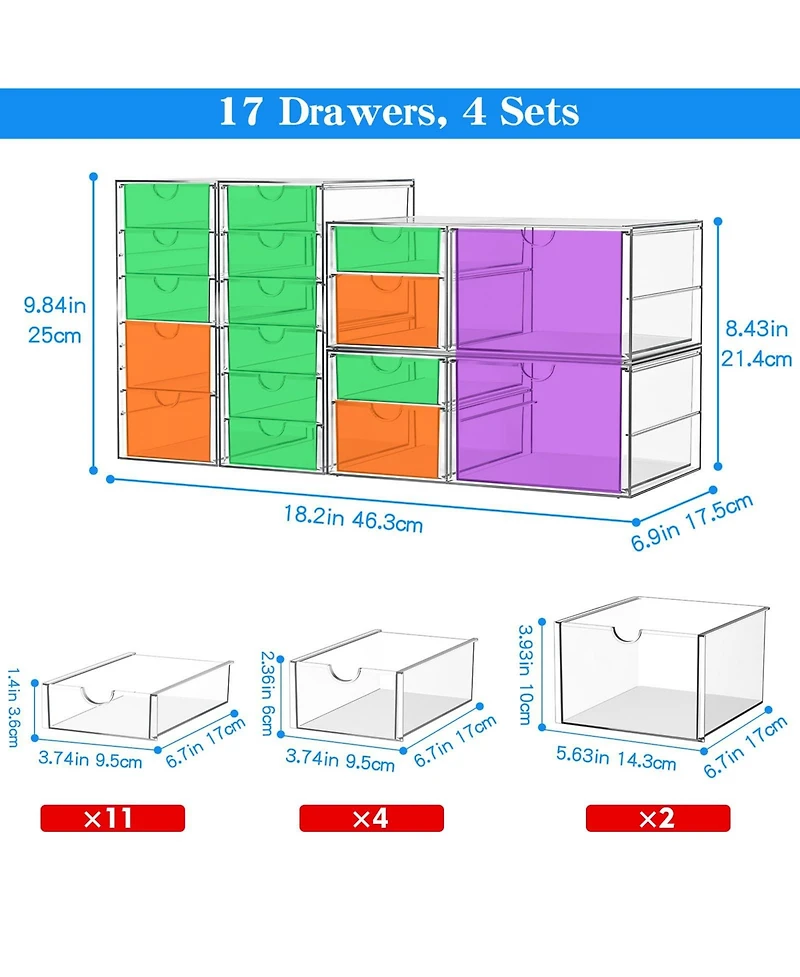 Xdovet Makeup Organizer 17 Drawers Desk Storage