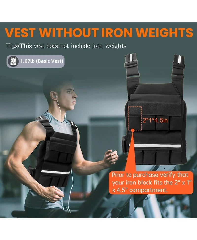 Aofar Weighted Vest Adjustable Rucking Running Crossfit Strength