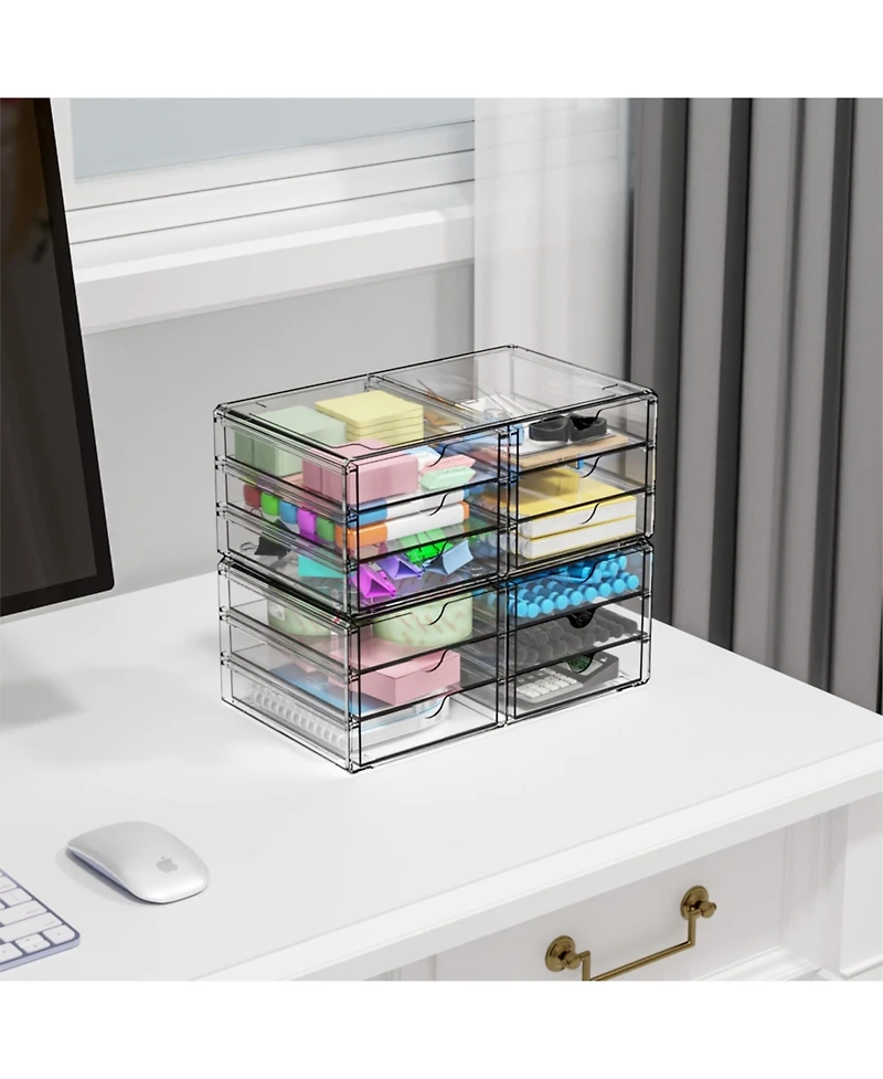 Xdovet Stordrawers Stackable Organizer Plastic Craft Supply Desk Accessory