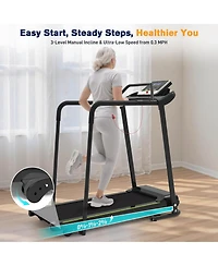 Rellysport Senior Treadmill for Elderly, Walking Treadmill with Long Side Handrails and Front Handrails for Small Spaces