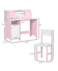 Clihome Kids Study Desk Set with Whiteboard and Storage Cabinet, Children Learning Workstation