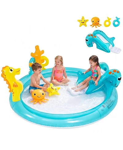 Aofar Inflatable Pool Water Sprayer Slide Swim Center Playyard