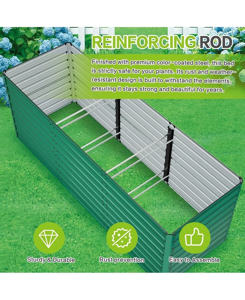 Asagikoiai 2-Piece Large Metal Outdoor Planter Box with Open Base for Backyard
