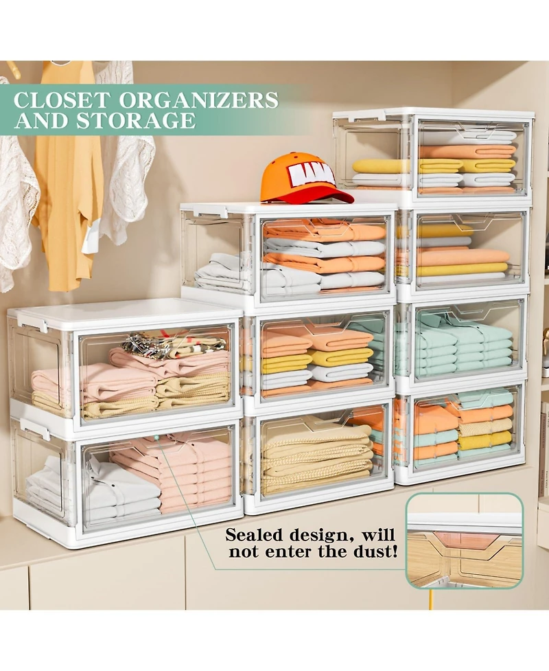 Xdovet 4-Tier Stackable Storage Bins with Wheels Lids