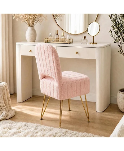 gaomon Vanity Stool Chair with Backrest, Square Ottoman with Hidden Storage Compartment, Soft Teddy Fabric