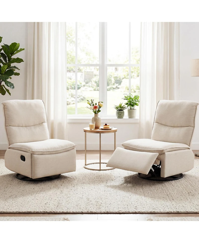 Slickblue 360degree(s) Rotating Rocking Chair with Cushioned Backrest for Home Lounge