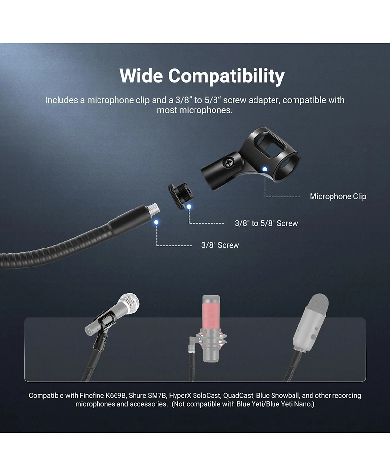Neewer MS016 Microphone for Blue Yeti Snowball HyperX QuadCast SoloCast Shure