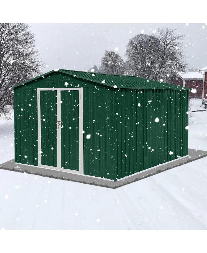 Mondawe 8 x 10 Feet Outdoor Metal Storage Shed with Apex Roof, Lockable Garden Tool Shed