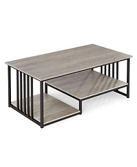 Slickblue 2-Tier Coffee Table with Open Storage Shelf for Living Room