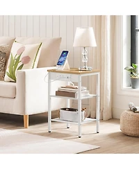 Slickblue Living Room Side Table with Charging Station, Usb Ports and Storage Shelves