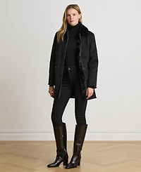 Lauren Ralph Women's Shearling Coat with Fur Collar
