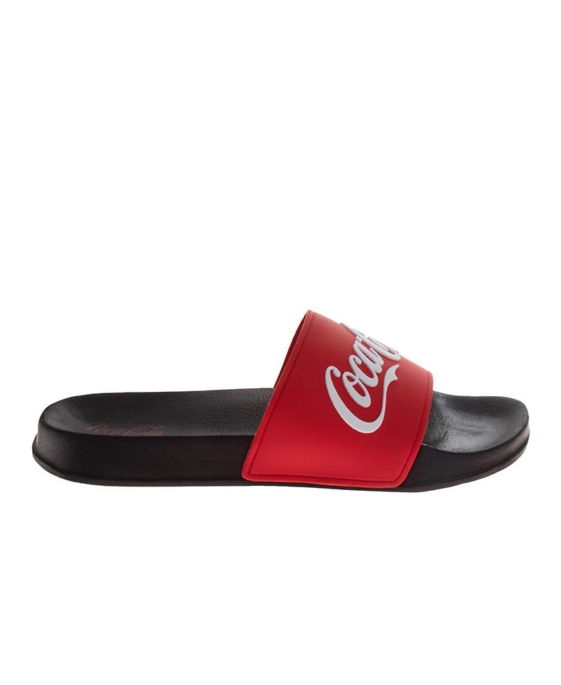 Coca-Cola Men's Classic Logo Casual Sandals Cozy Soft-Lined Indoor Footwear