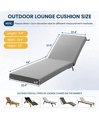 Pocassy Outdoor Chaise Lounge Cushion, Water-Resistant Patio Lounge Chair Cushion 1 Piece, Thick Lounger Pad with Straps