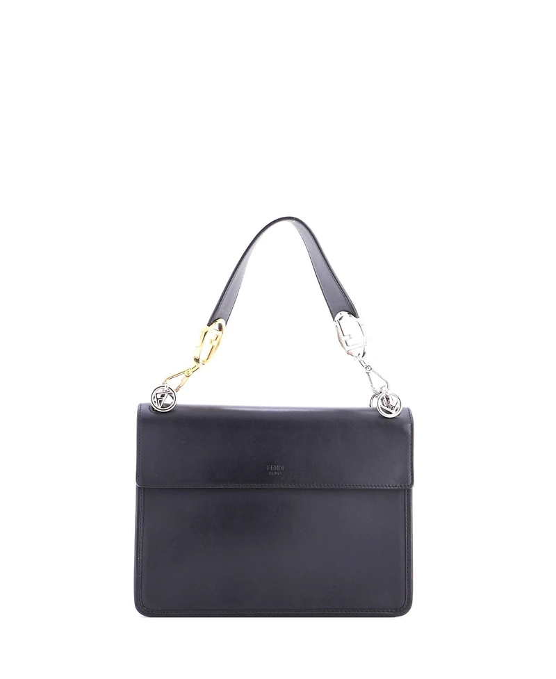 Pre-Owned Fendi Medium Kan I F Shoulder Bag Leather and Zucca Velvet