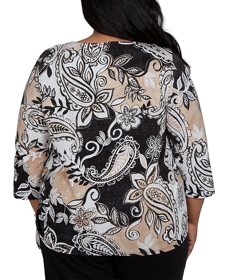 Alfred Dunner Plus Paisley Neutrals Knit Top
