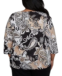 Alfred Dunner Plus Paisley Neutrals Knit Top