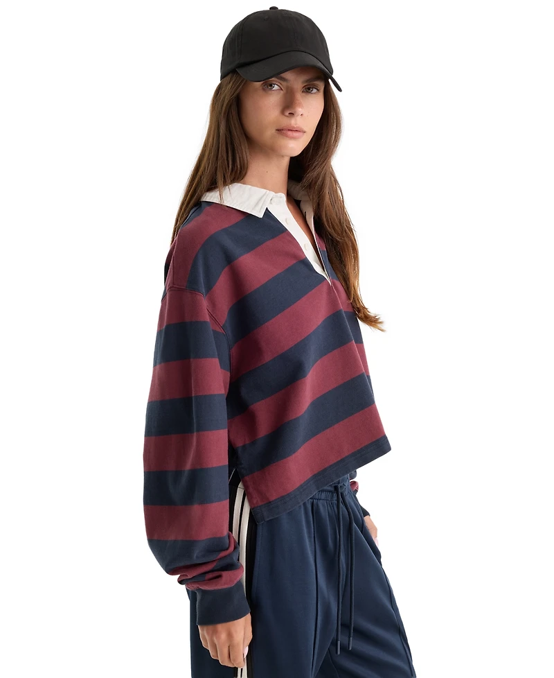 Good American Women's Cropped Rugby Polo T-Shirt