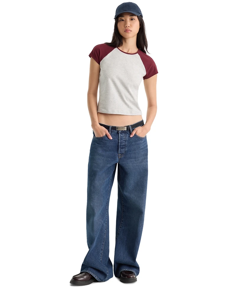Good American Women's Raglan Short-Sleeve Crewneck T-Shirt