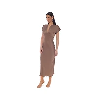 Bebe Women's Crepe Satin V-Neck Maxi Dress