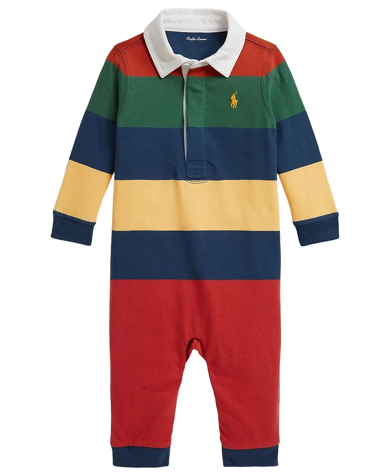 Polo Ralph Lauren Baby Boys' Striped Cotton Rugby Coverall