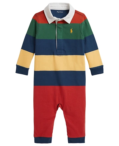 Polo Ralph Lauren Baby Boys' Striped Cotton Rugby Coverall