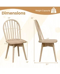 Slickblue Set of 2 Swivel Windsor Dining Chairs Solid Rubber Wood Construction