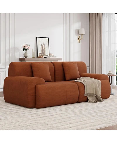 homfan Cozy Cloud-Like Loveseat Couch with Corduroy Fabric, Deep Seat Modular Sofa for Living Room, Bedroom, Small Spaces