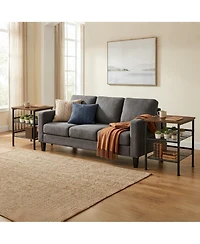 homfan 2-Piece 3-Tier Square End Table Set, Industrial Side Tables with Mesh Shelves and Metal Frame