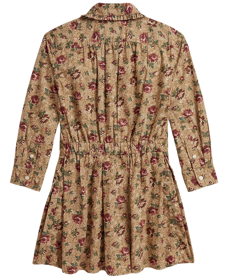 Polo Ralph Lauren Girls' 2T-6X Floral Cotton Poplin Long-Sleeve Shirt Dress
