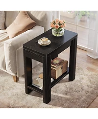 Tribesigns End Table for Living Room, Farmhouse Wooden Side with Storage Shelf