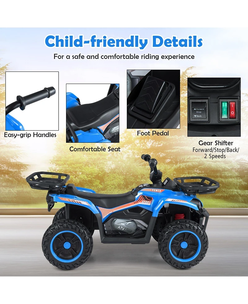 Gymax Electric Atv for Kids 24V 4-Wheeler Ride on Toy with Slow Start Songs Stories Tunes
