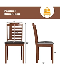 Slickblue Set of 2 Wooden Dining Chairs Faux Leather Upholstered Seating