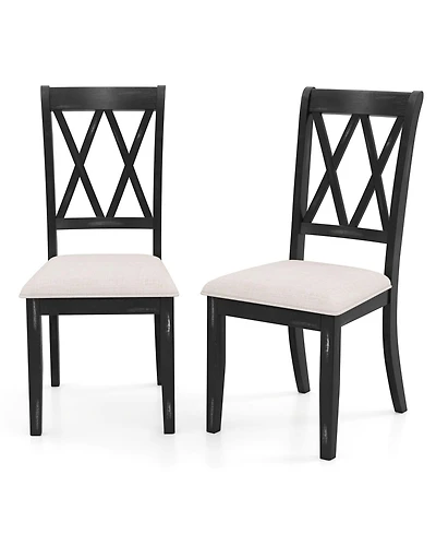 Slickblue Dining Chairs Set of 2 Kitchen Side Chairs with Curved Cross Back