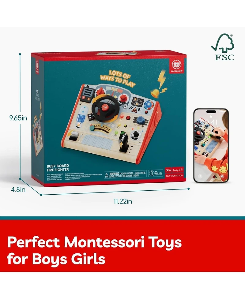 Top Bright Busy Board Toys with Led Light Sensory Toys with Sounds and Switches, Activity Board Car Driving Toy for Toddler