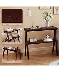Tribesigns End Table Set of 2, Solid Wood Side Table with Storage Shelf, Easy Assembly