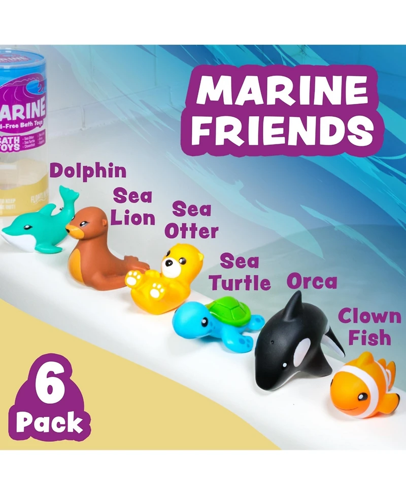 Gnuadz 6 Pack Marine Mold Free Bath Toy Sealed No Hole Soft Float Pool