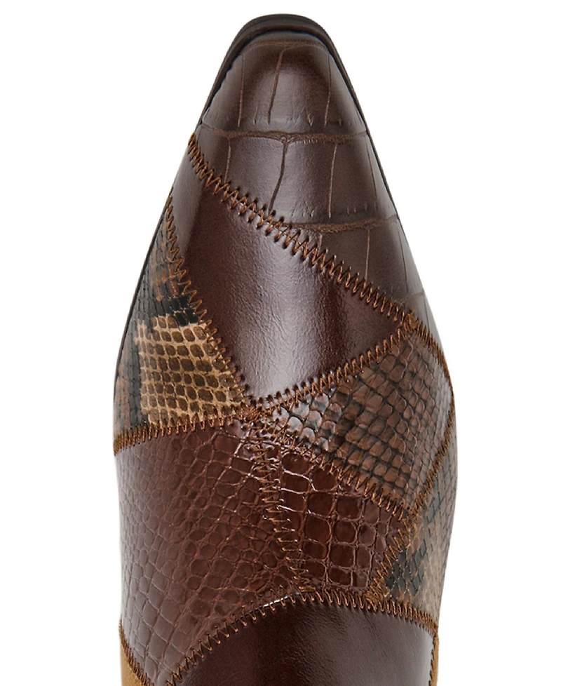 Anne Klein Women's Cosia Patchwork Pointed Toe Heeled Dress Booties