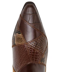 Anne Klein Women's Cosia Patchwork Pointed Toe Heeled Dress Booties