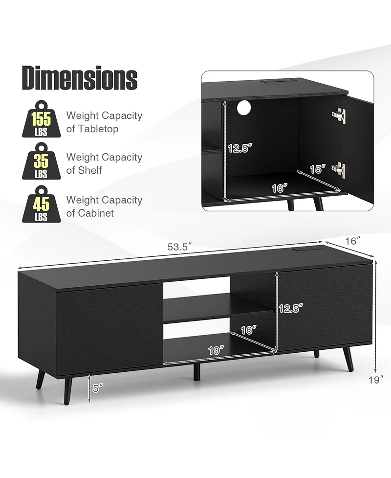 Slickblue Tv Stand for 60 Inch TVs with Power Outlets and Adjustable Shelf