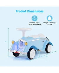 Gymax Kids Ride on Push Car with Steering Wheel Horn and Light Under Seat Storage
