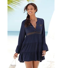 Lascana Women's Flowy Flared Sleeve Dress