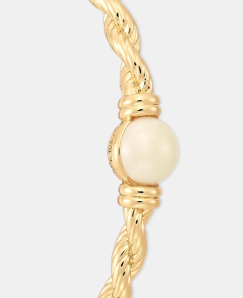 Lauren Ralph Lauren Imitation Pearl Rope Chain Hoop Earrings